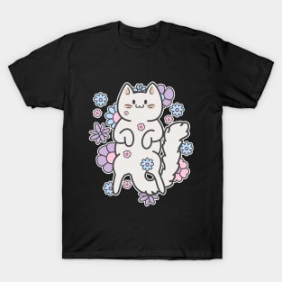 cute cat with flowers T-Shirt